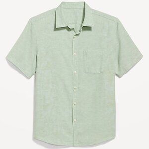 OLD NAVY Classic Fit Everyday Linen-Blend Shirt - GREEN/MILKY JADE - XL